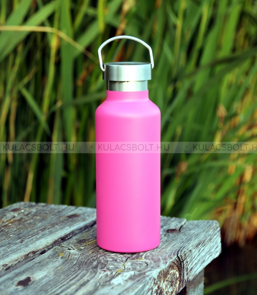 Retro rozsdamentes acél kulacs (termosz) mozgatható füllel, 500ml - Rózsaszín