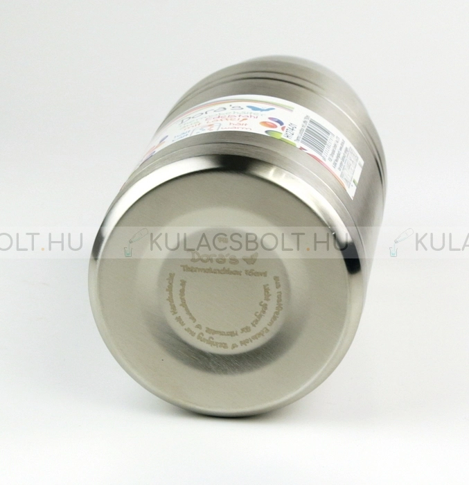 Ételhordó termosz összecsukható fém kanállal - Rozsdamentes acél, szálcsiszolt, 750 ml (H1274-01)
