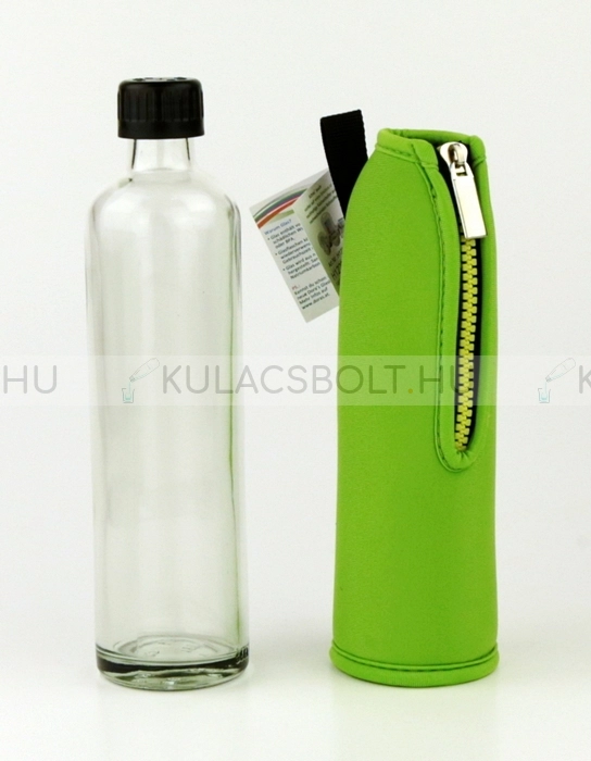Üvegkulacs (üvegpalack) neoprén huzattal, 350 ml - Neonzöld