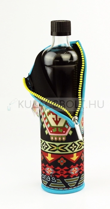 DORAS-uvegkulacs-(uvegpalack)-neopren-huzattal-500ml---Szines-ethno-mintas-(KIFUTo)
