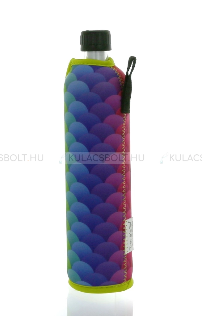DORAS-uvegkulacs-(uvegpalack)-neopren-huzattal-500ml---Szivarvany-szinu-pikkely-mintas