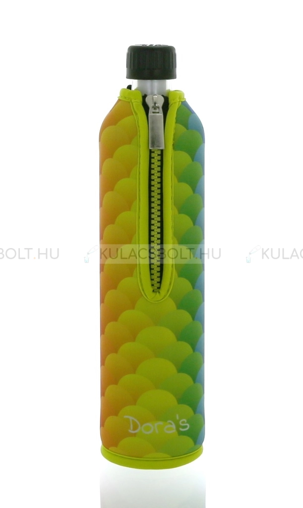 DORAS-uvegkulacs-(uvegpalack)-neopren-huzattal-500ml---Szivarvany-szinu-pikkely-mintas