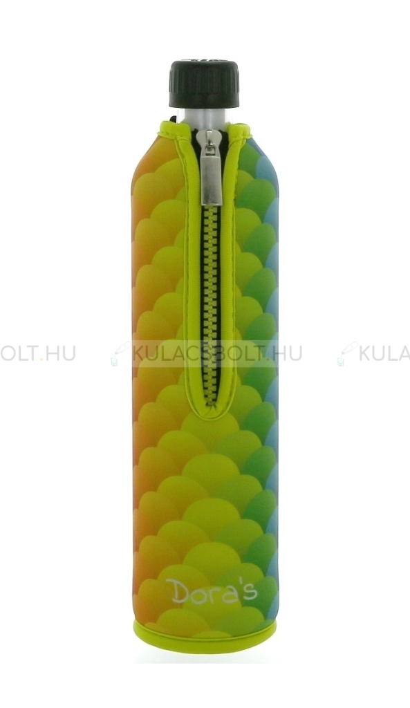 DORAS-uvegkulacs-(uvegpalack)-neopren-huzattal-500ml---Szivarvany-szinu-pikkely-mintas