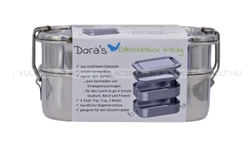 DORAS Rozsdamentes acél ételhordó doboz, csatos fedővel, 500-450ml - 2 szintes (H1215-2tlg)