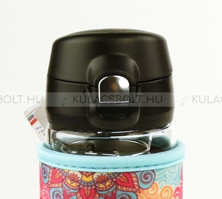 Tea-, kávé üvegkulacs (üvegpalack) kifordítható neoprén huzattal, egykezes kupakkal 250ml (H1280-03)