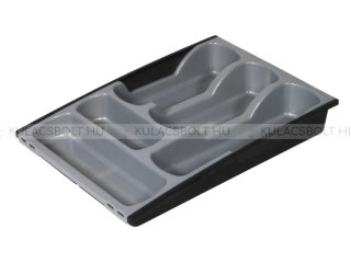 CURVER BASIC nyitható evőeszköztatró fiókbetét, 33 x 26 cm, műanyag, fekete/ezüst színű