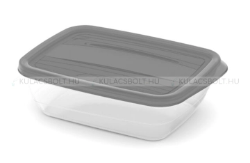CURVER VEDO szögletes ételtartó doboz, 20 x 14 cm, 1L, műanyag, átlátszó, szürke színű fedél