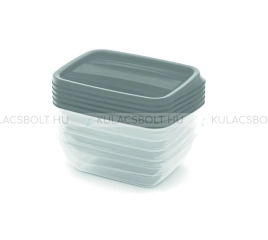 CURVER VEDO ételtartó doboz szett, 16 x 12 cm, 5 x 0,5L, műanyag, átlátszó, szürke fedél