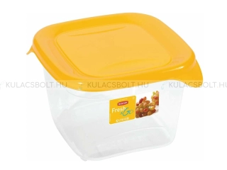 CURVER FRESH & GO ételtároló doboz, 15,5 x 15,5 cm, 1,2L, átlátszó, műanyag, hermetikusan zárodó sárga tetővel