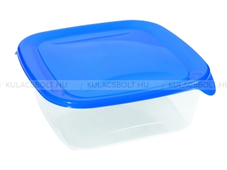 CURVER FRESH & GO ételtároló doboz, 15,5 x 15,5 cm, 0,8L, átlátszó, műanyag, hermetikusan záródó kék tetővel