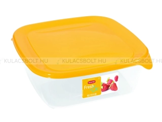 CURVER FRESH & GO ételtároló doboz, 19,5 x 19,5 cm, 1,7L, átlátszó, műanyag, hermetikusan záródó sárga tetővel
