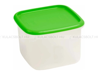 CURVER LUX ételtároló doboz, 17,6 x 17,6 cm, 1,75L, műanyag, áttetsző, hermetikusan záródó zöld tetővel