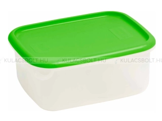 CURVER LUX ételtároló doboz, 17,6 x 17,6 cm, 3,2L, műanyag, áttetsző, hermetikusan záródó zöld tetővel