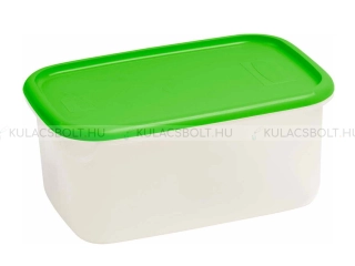 CURVER LUX ételtároló doboz, 17,6 x 17,6 cm, 4,4L, műanyag, áttetsző, hermetikusan záródó zöld tetővel