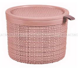 CURVER JUTE kerek doboz tetővel, 2L, kerek formájú, levehető fedéllel, újrahasznosított műanyag, púder rózsaszínű