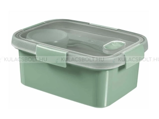 CURVER SMART TO GO ételtároló doboz evőeszközzel, 20 x 15 cm, 1,2L, műanyag, zöld színű