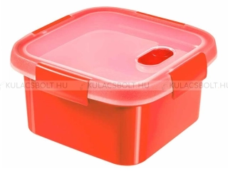 CURVER SMART ECO  szögletes ételtároló doboz, 16 x 16 cm, műanyag, piros színű