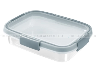 CURVER SMART FRESH szögletes ételtároló doboz, 20 x 15 cm, 0,7 L, műanyag, átlátszó, szürke csíkkal
