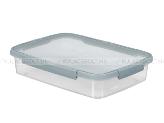 CURVER SMART FRESH szögletes ételtároló doboz, 33 x 24,5 cm, 2 L, műanyag, átlátszó, szürke csíkkal