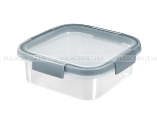 CURVER SMART FRESH szögletes ételtároló doboz, 16 x 16 cm, 0,9L, műanyag, átlátszó színű, szürke csíkkal