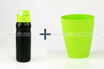 DORAS Kulacs szett, sport shaker kulacs 500 ml fekete,neonzöld és zöld színű bioműanyag pohár